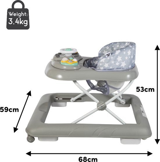 Bebies First Loopstoel 3-in-1 - Inklapbaar & Verstelbaar - Grijs 5