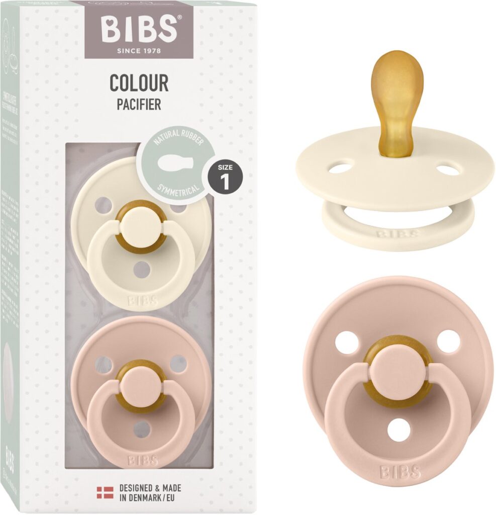 BIBS Colour Speen Set - 2 Stuks, Ivory/Blush, Maat 1 1