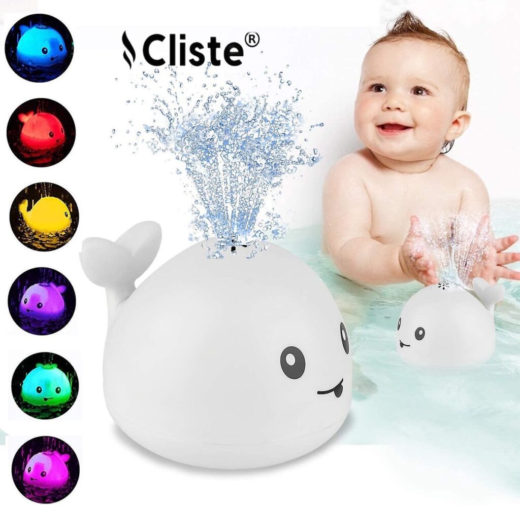 Cliste Mini Badwalvis - Interactief Badspeeltje met Fontein & LED Licht 1