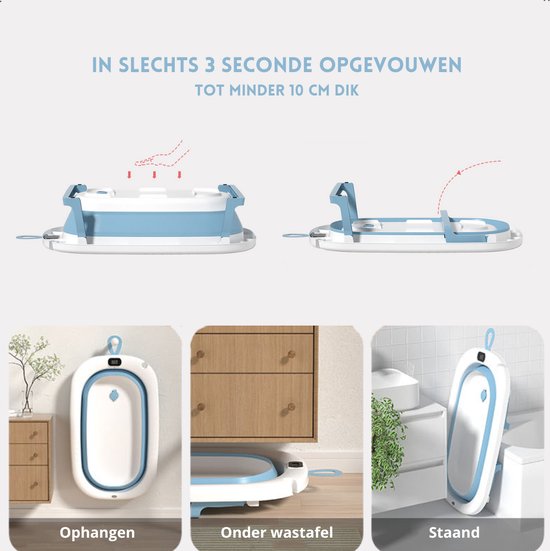GoudenGracht Opvouwbaar Babybadset Grijs met Handdouche en Thermometer 3