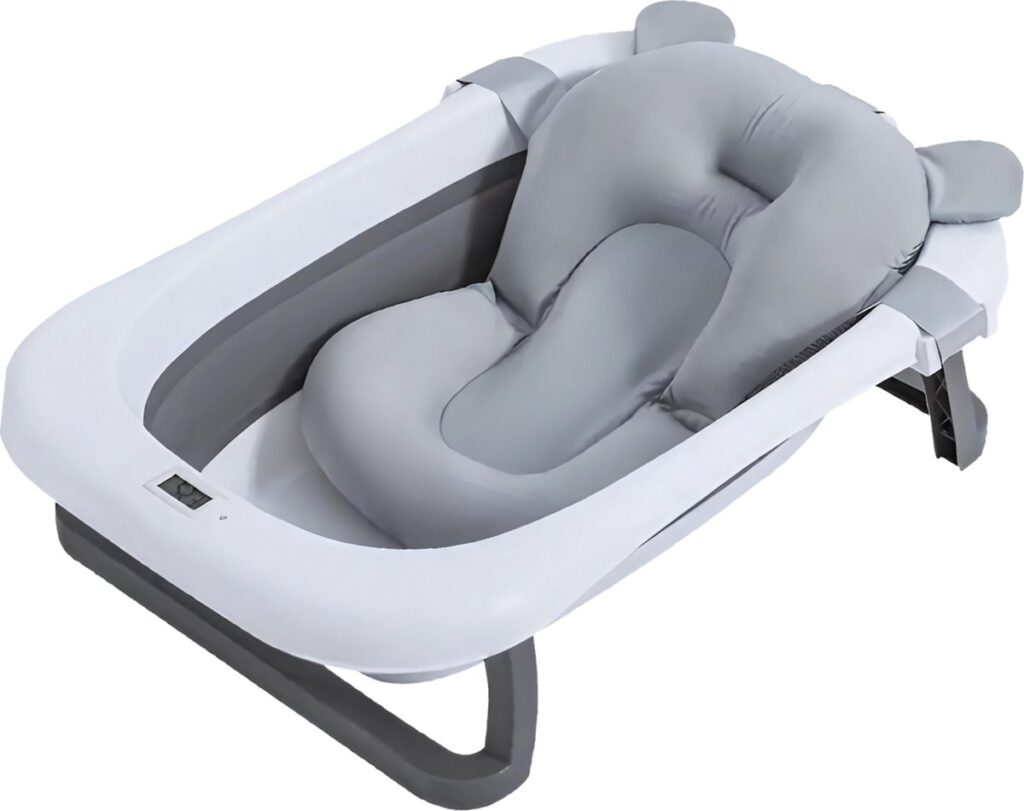 GoudenGracht Opvouwbaar Babybadset met Thermometer - Grijs 1