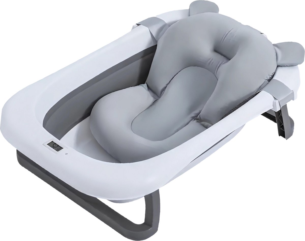 GoudenGracht Opvouwbaar Babybadset met Thermometer - Grijs 1