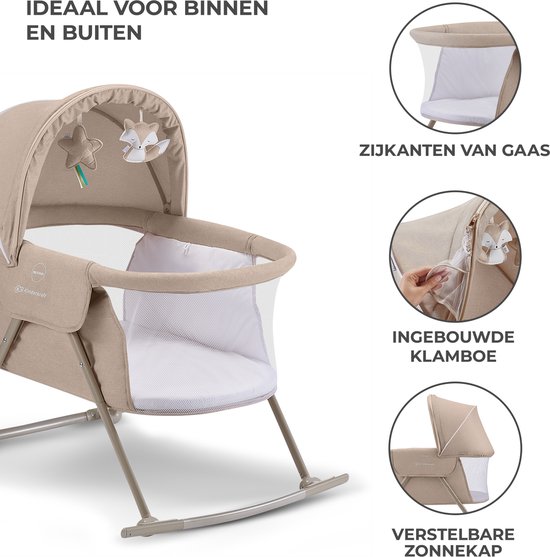 KinderKraft Lovi 3in1 Wieg & Campingbed & Schommelwieg 5