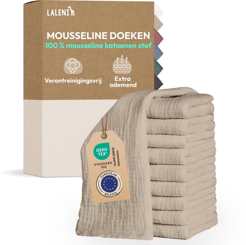 Laleni 10-pack Hydrofiele Doeken - 100% Katoen - Beige - 70x70cm 1