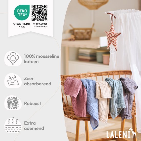 Laleni 10-pack Hydrofiele Doeken - 100% Katoen - Beige - 70x70cm 3