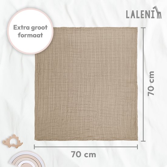 Laleni 10-pack Hydrofiele Doeken - 100% Katoen - Beige - 70x70cm 5