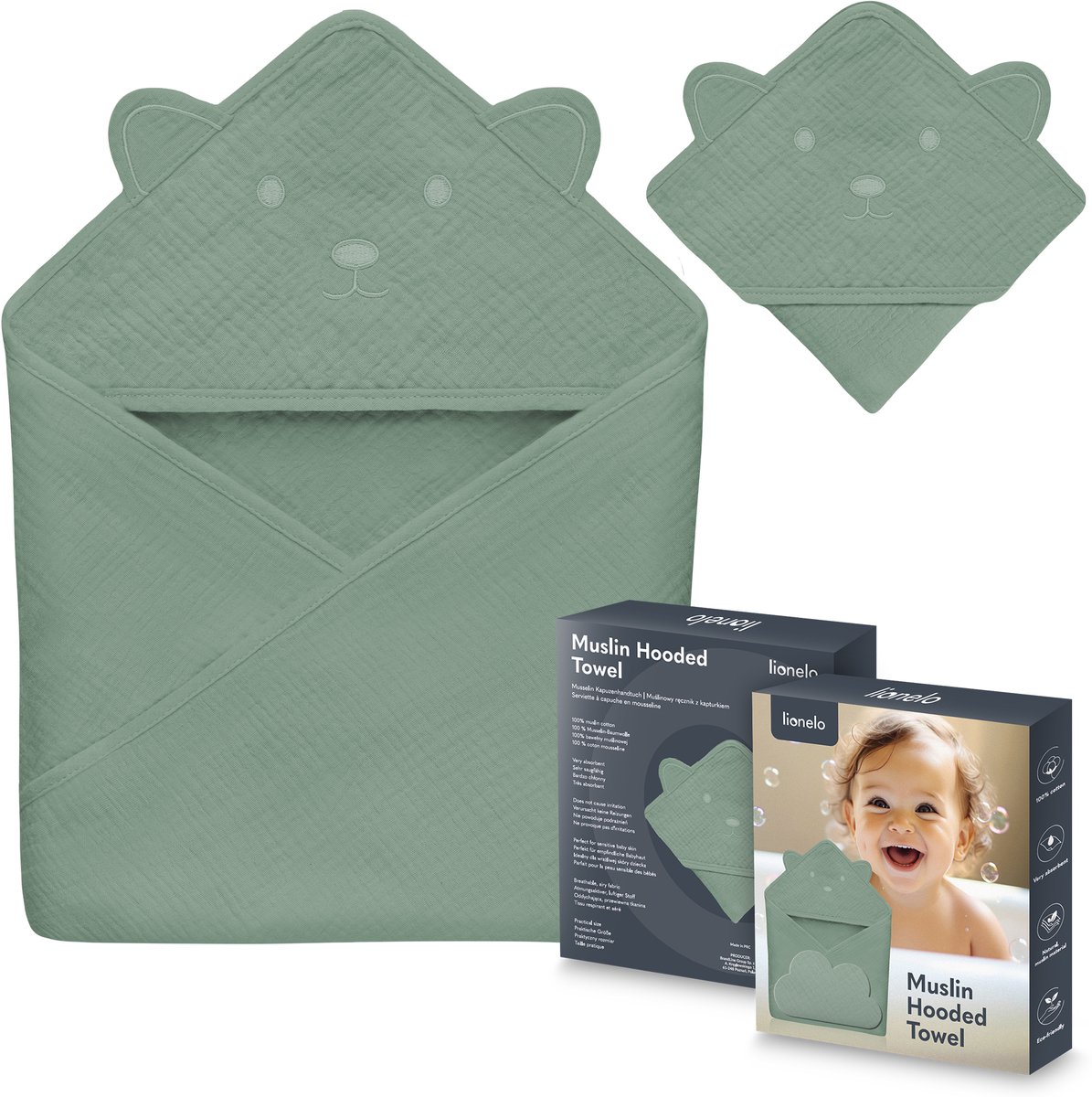 Lionelo Muslin Babydoek - 100% Katoen - Irritatievrij 1
