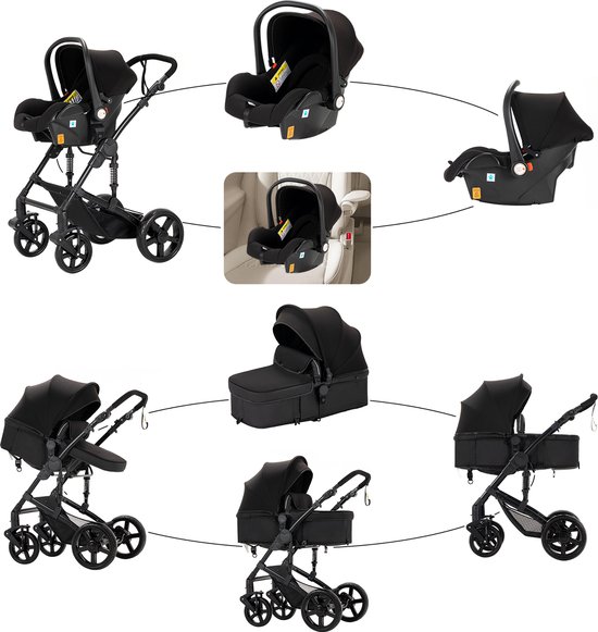 Luxe 3-in-1 Kinderwagen - Inklapbaar - 0-36 Maanden | Merkloos 4