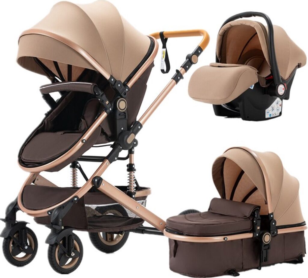 Luxe 3-in-1 Kinderwagen Khaki/Bruin - Merkloos 1
