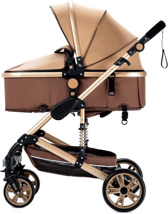 Luxe 3-in-1 Kinderwagen Khaki/Bruin - Merkloos 4