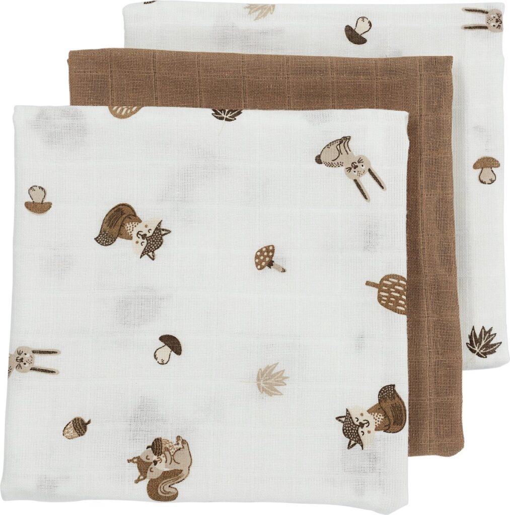 Meyco 3-pack Hydrofiele Doeken - Toffee - Baby Forest Animals 1