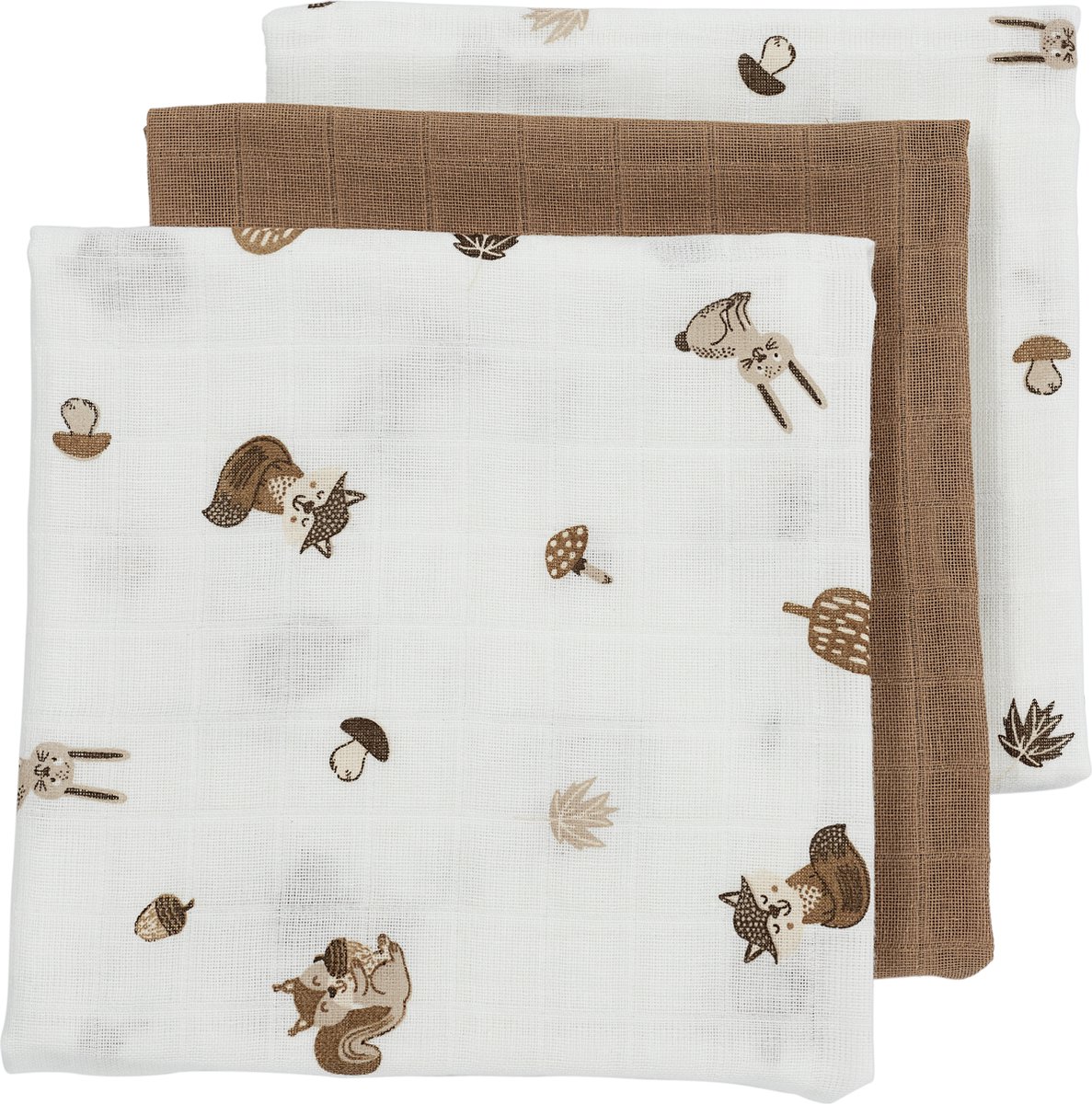 Meyco 3-pack Hydrofiele Doeken - Toffee - Baby Forest Animals 1