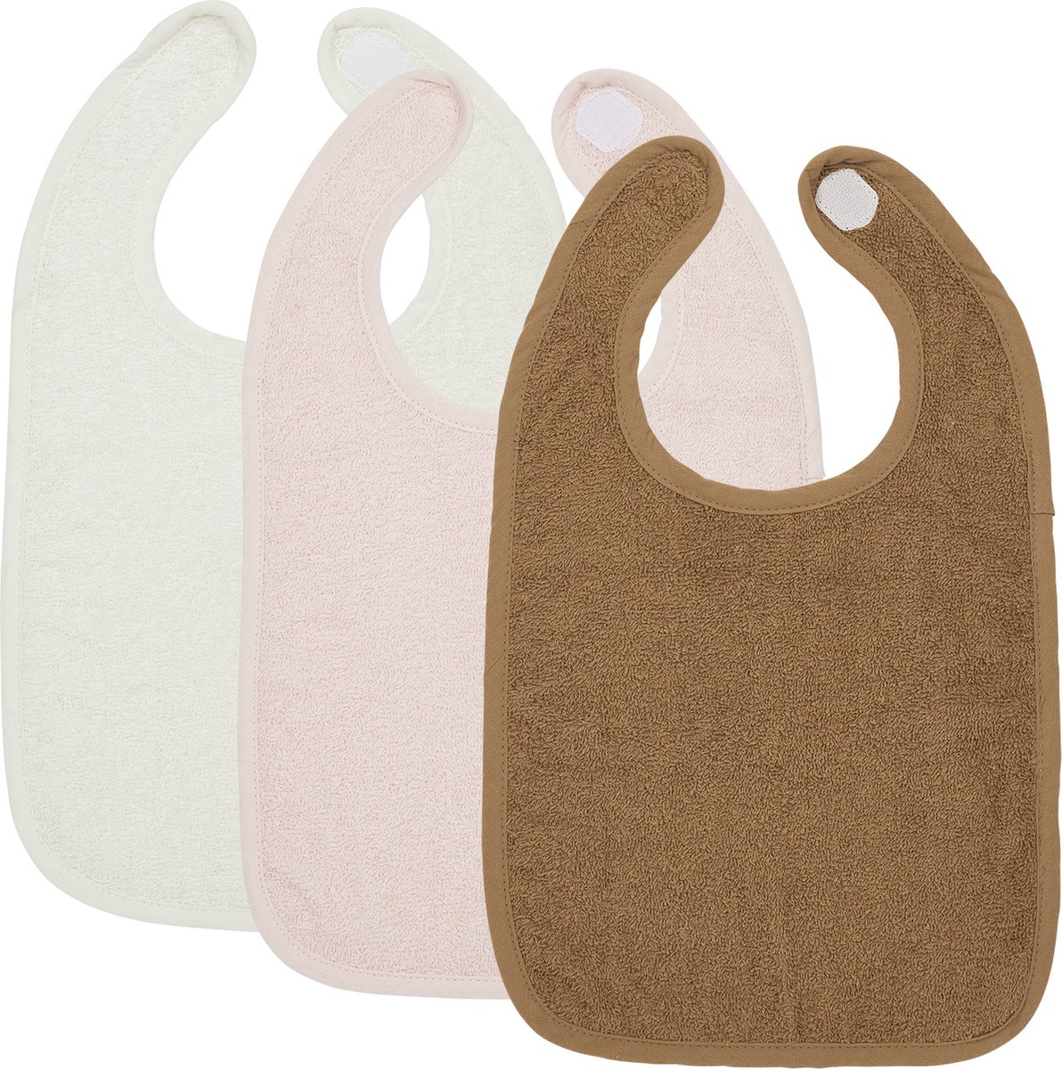 Meyco 3-pack Slabbetjes Badstof Offwhite/Roze/Toffee 1