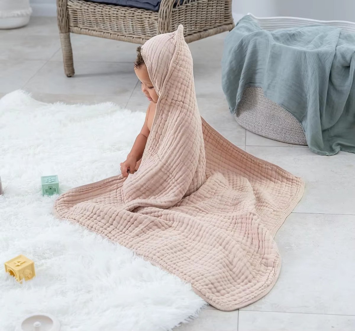 MINIIYOU Hydrofiele Badcape 82x82 cm - Zand/Beige 4