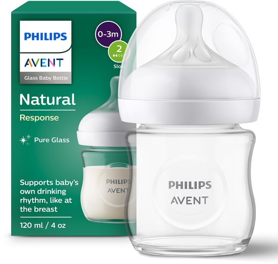 Philips Avent Glasfles 120ml - Flow 2 - BPS vrij - Newborn 2