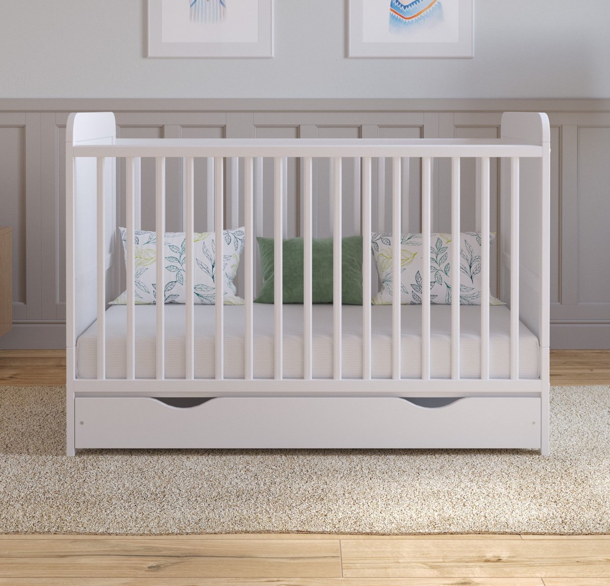 Sleep&Love 2-in-1 Babybedje met Matras & Lade - 120x60 cm - Wit 1