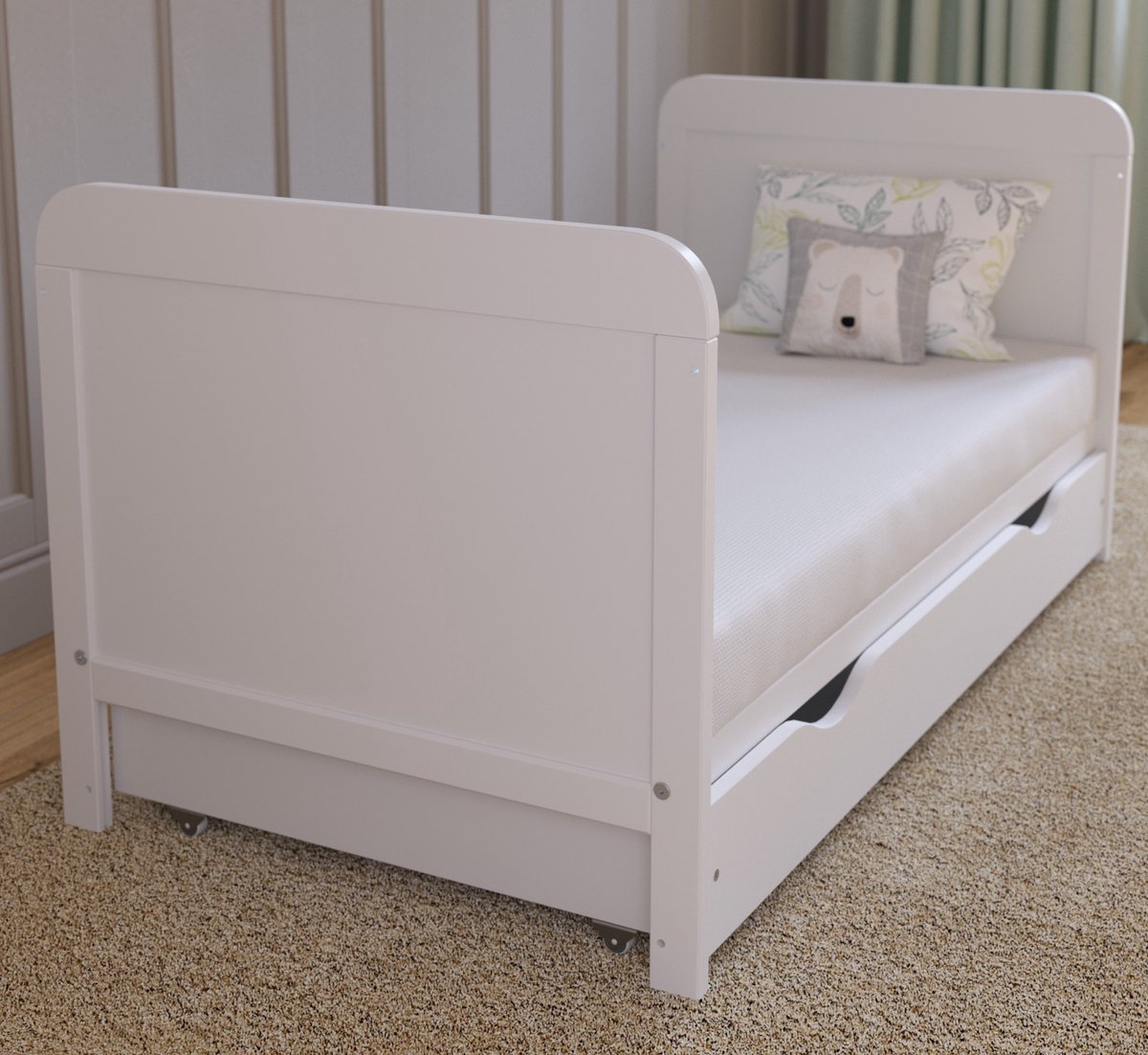 Sleep&Love 2-in-1 Babybedje met Matras & Lade - 120x60 cm - Wit 3