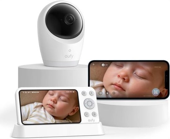 eufy Baby E21 Babyfoon - Baby Monitor - 4K Camera - Hybride Wi-Fi - App - Ultrahelder Nachtzicht Pan-Tilt - 8x Zoom - Draagbare Camera met Ingebouwde Batterij - ANR - Slimme Waarschuwingen