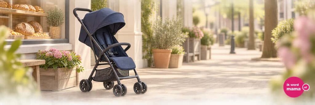 Sfeerbeeld bij goedkope buggy met het ik word mama-logo