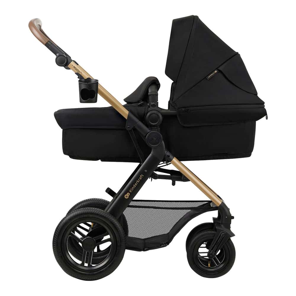 Kinderkraft MOOV 2 AIR 4-in-1 Kinderwagen – Gondel, Wandelzit & MINK PRO i-Size Autostoel – Grote Pompbare Wielen – Zwart