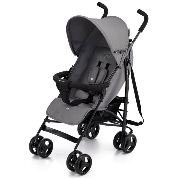 Kinderkraft TIK Buggy – Lichtgewicht Reisbuggy 6,5 kg – Snel Opvouwbaar – Verstelbare Rugleuning & Duwbeugel – Tot 17 kg – Grijs