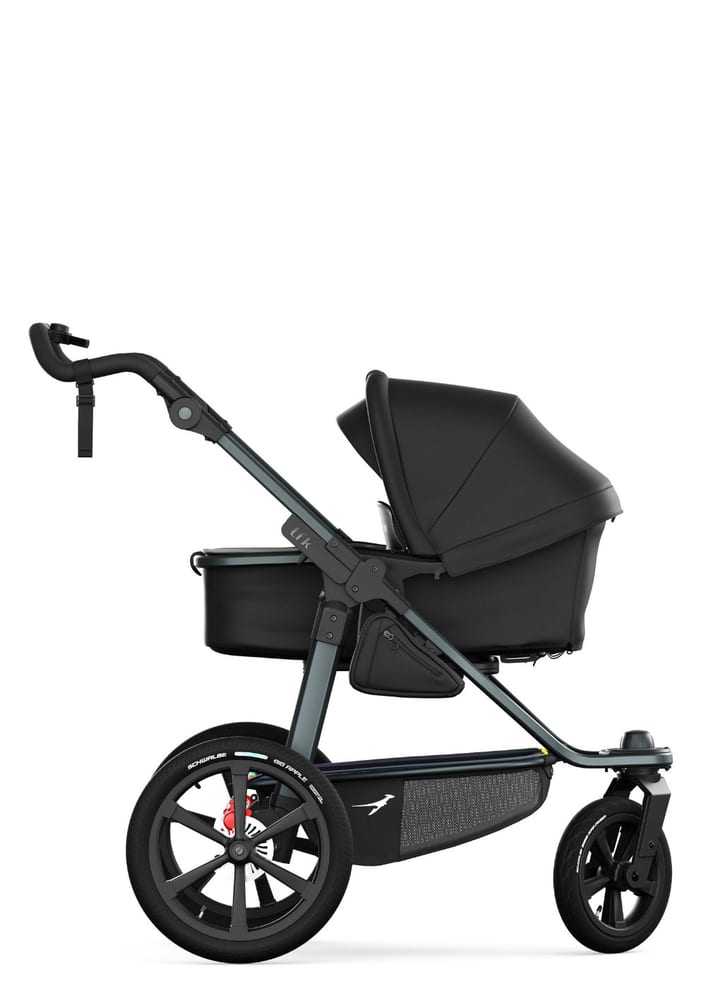 TFK Pro 2-in-1 Kinderwagen – Wandelwagen & Draagmand – 0-4 jaar (22 kg) – Verstelbare Rugleuning – Grote Zonnekap UV50+ – Zwenkwielen – Zwart