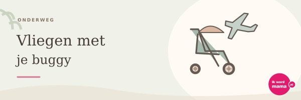 Illustratie bij vliegen met je buggy met het Ik word mama-logo