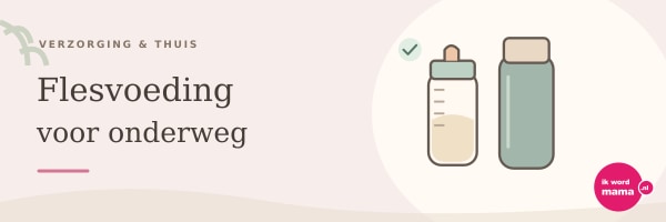 Illustratie bij flesvoeding voor onderweg met het Ik word mama-logo