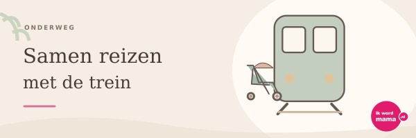 Illustratie bij samen reizen met de trein met het Ik word mama-logo