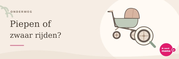 Illustratie bij piepen of zwaar rijden? met het Ik word mama-logo